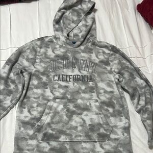 Old Navy Gray Camouflage Hooded Sweater